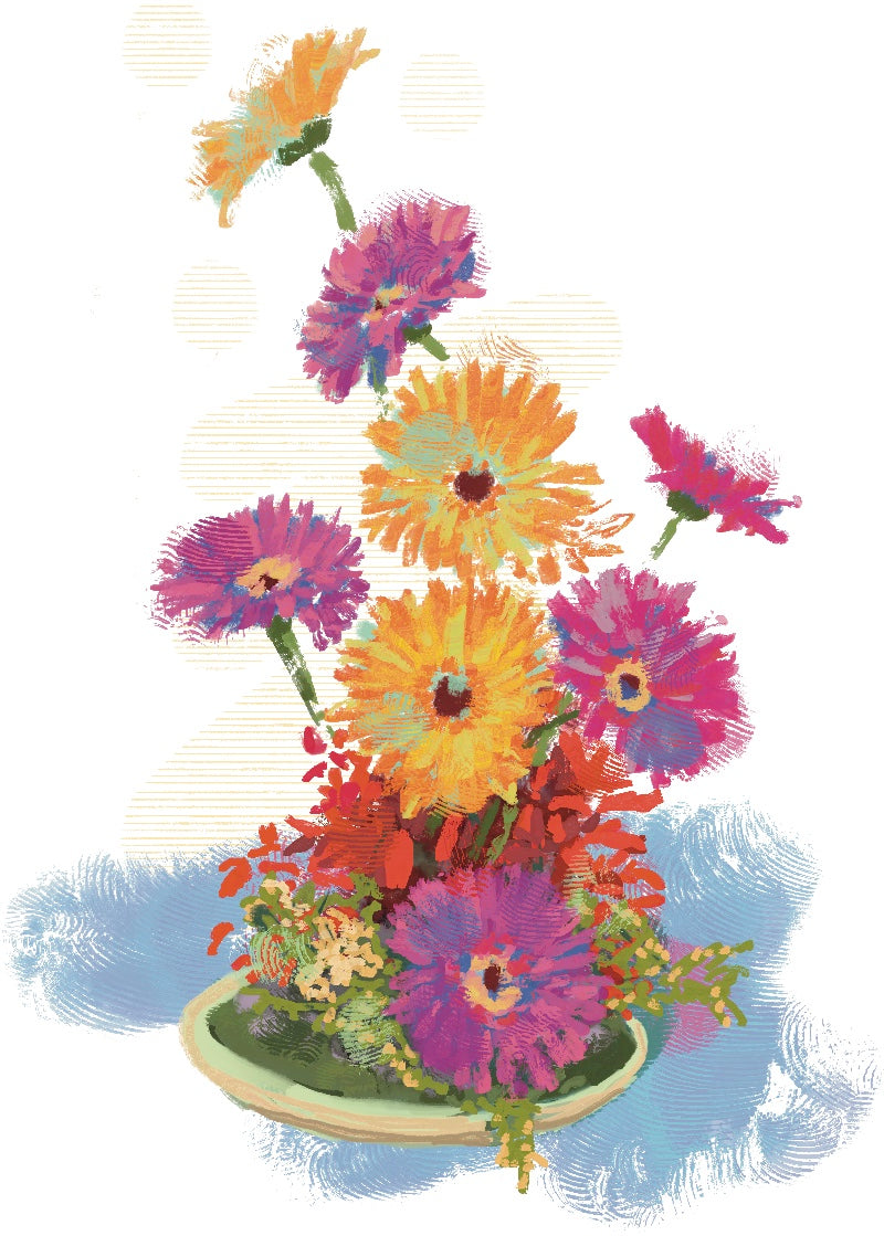Pink chrysanthemum flower vase